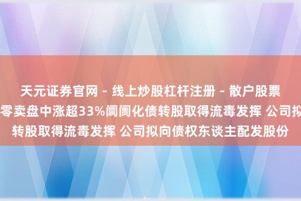 天元证券官网 - 线上炒股杠杆注册 - 散户股票如何配资开户 国好意思零卖盘中涨超33%阛阓化债转股取得流毒发挥 公司拟向债权东谈主配发股份