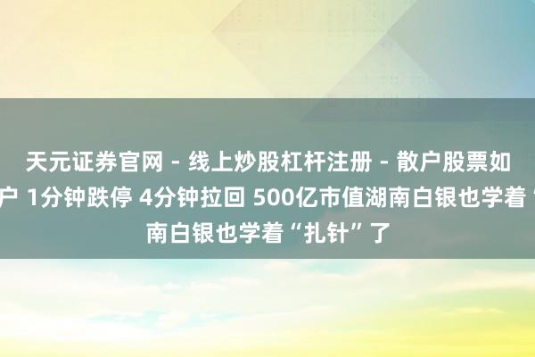 天元证券官网 - 线上炒股杠杆注册 - 散户股票如何配资开户 1分钟跌停 4分钟拉回 500亿市值湖南白银也学着“扎针”了