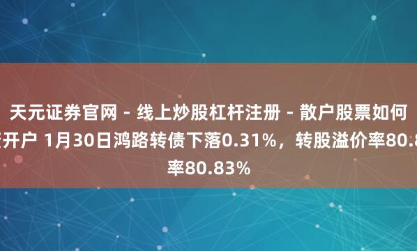 天元证券官网 - 线上炒股杠杆注册 - 散户股票如何配资开户 1月30日鸿路转债下落0.31%，转股溢价率80.83%