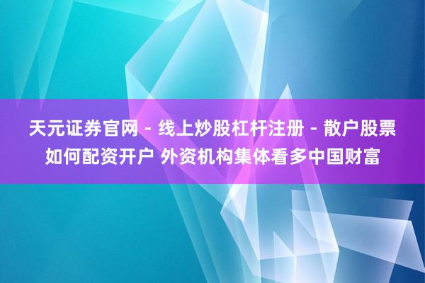 天元证券官网 - 线上炒股杠杆注册 - 散户股票如何配资开户 外资机构集体看多中国财富